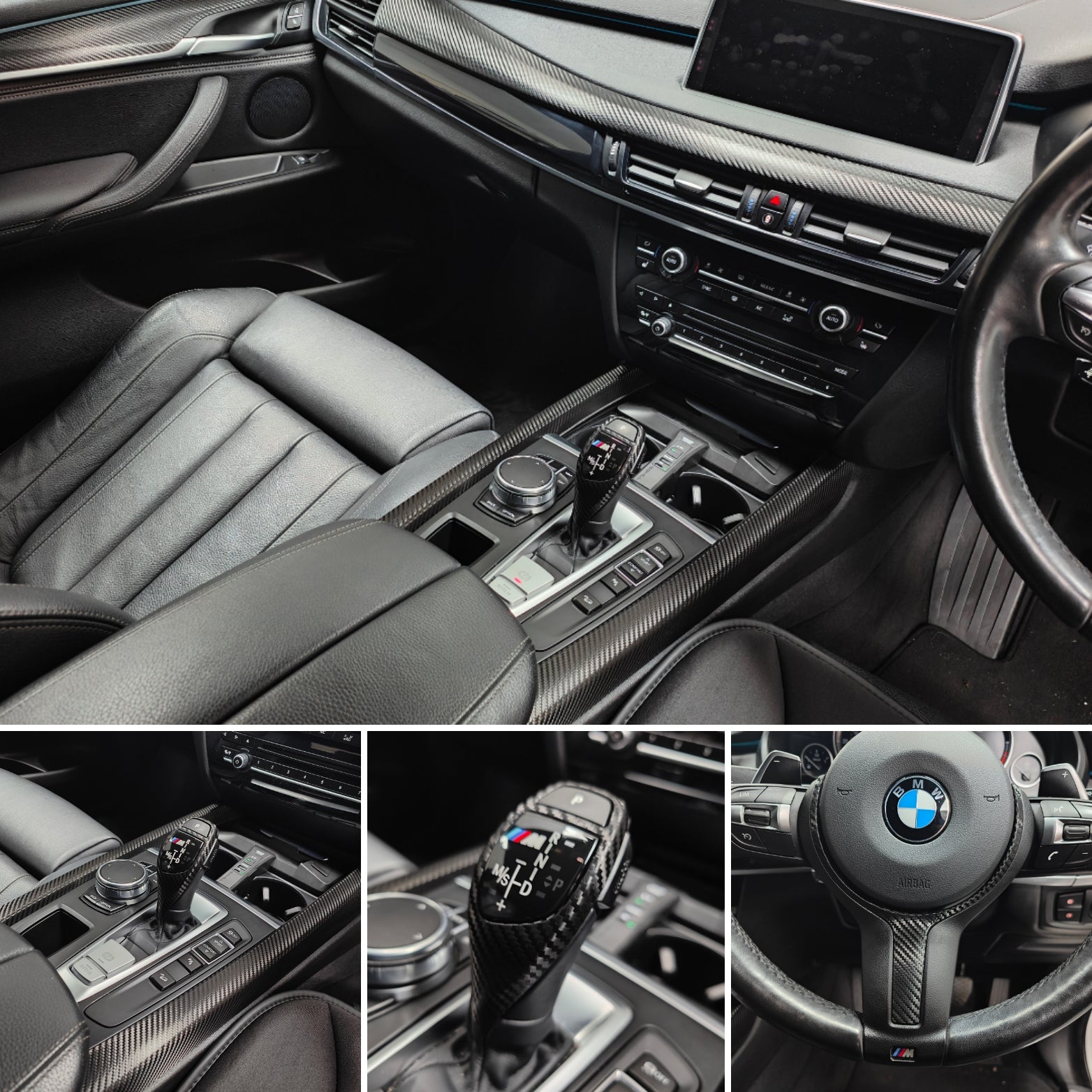 BMW X5 F15 INTERIOR TRIM SET WRAPPING SERVICE - DEEP TEXTURED GLOSSY BLACK CARBON
